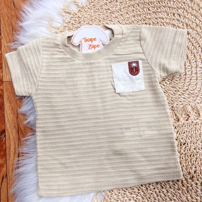 Conj. Camiseta Surf Club e Bermuda em Moletinho Coqueiros - Areia e Off White